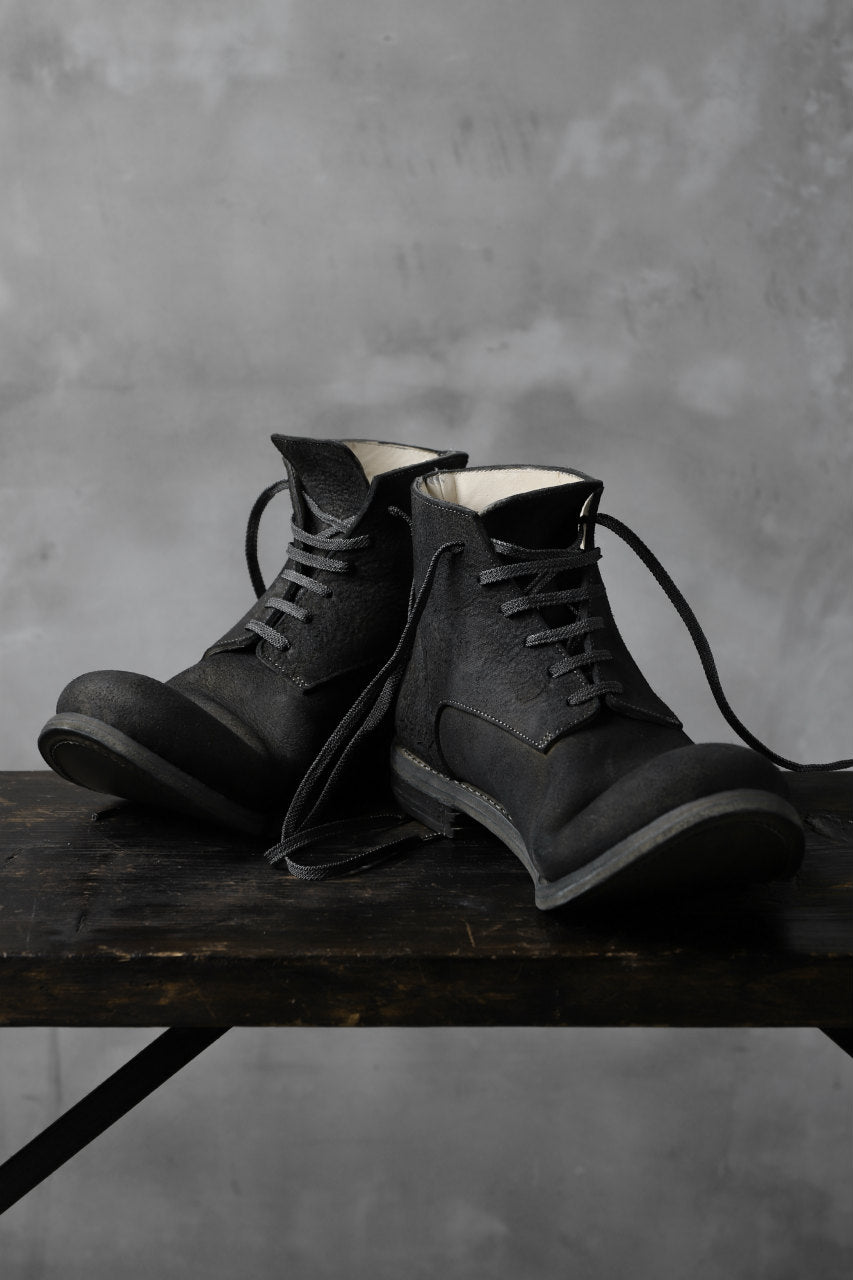 画像をギャラリービューアに読み込む, prtl "one make" Lace Up Boots (JAPAN Cow Reversed Leather / Hand Dyed BLACK)
