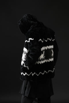 画像をギャラリービューアに読み込む, ISAMU KATAYAMA BACKLASH KNIT HOODIE BLOUSON / RABBIT FUR (BLACK)