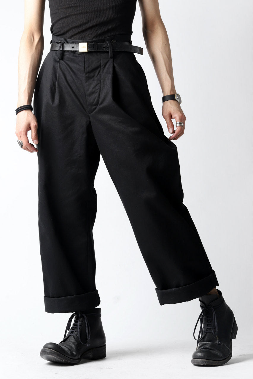 画像をギャラリービューアに読み込む, KLASICA GRIOTTE 2 TUCKED WIDE TROUSERS / CHINO CLOTH (BLACK)
