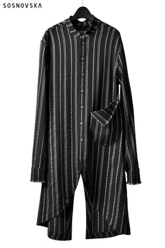画像をギャラリービューアに読み込む, SOSNOVSKA LONG STRIPED SHIRT (BLACK×SILVER STRIPE)