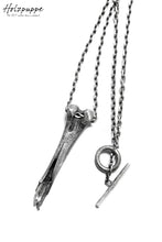 Load image into Gallery viewer, Holzpuppe exclusive Femur Bone Pendants with Green Tourmalinated Quartz