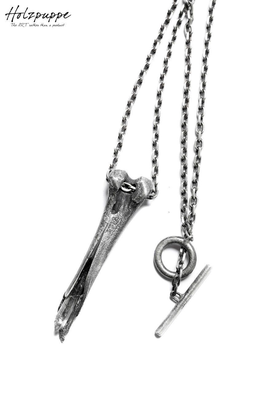 Load image into Gallery viewer, Holzpuppe exclusive Femur Bone Pendants with Green Tourmalinated Quartz