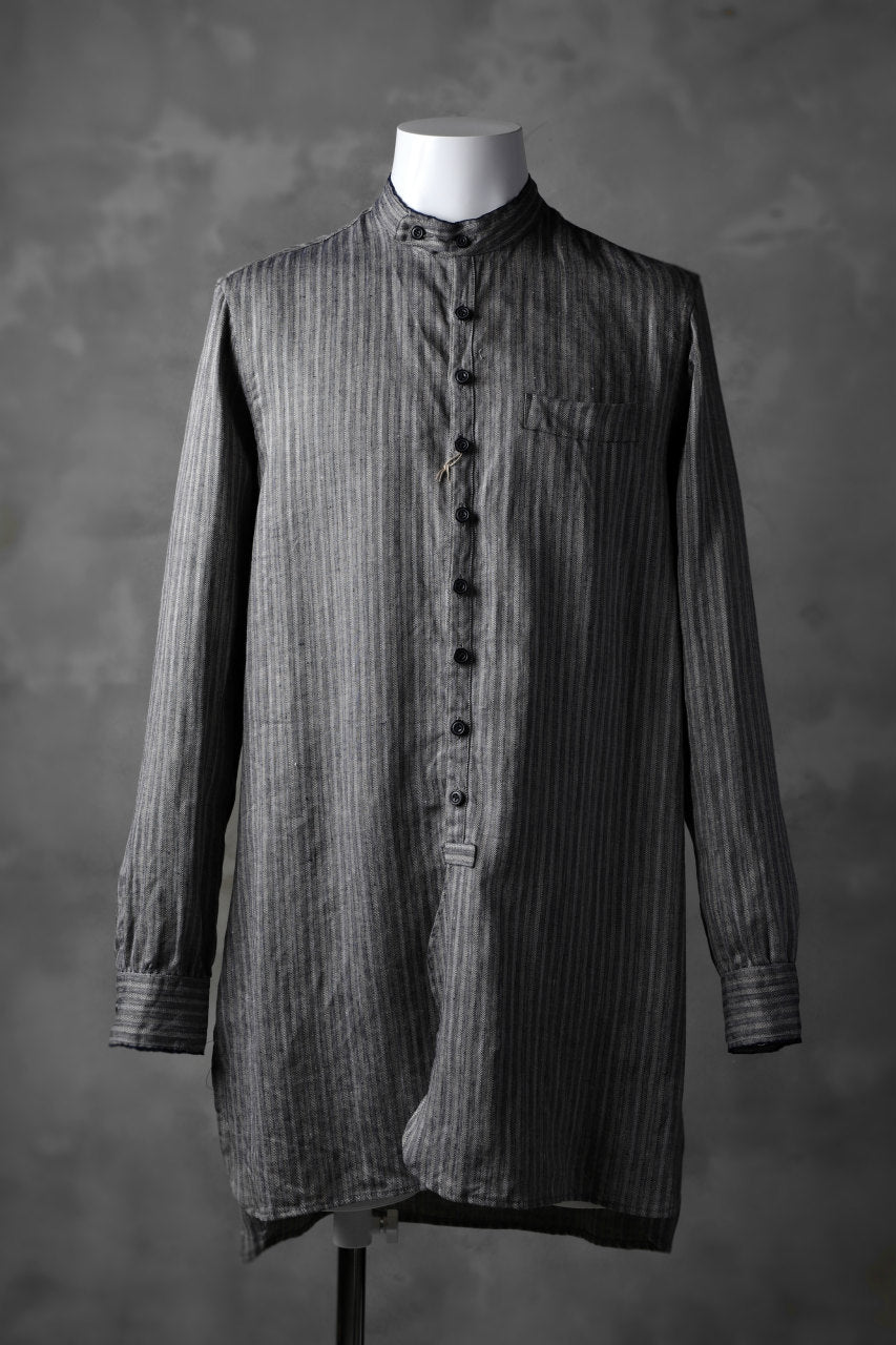 Load image into Gallery viewer, KLASICA STRIPED HERRINGBONE LINEN SHIRT / GARMENT WASHED (NAVY)