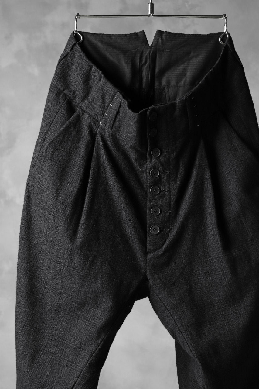 Load image into Gallery viewer, KLASICA DARK CHECK SABRON WIDE TROUSERS / WASH OUT MIX WEAVE (DARK CHECK)