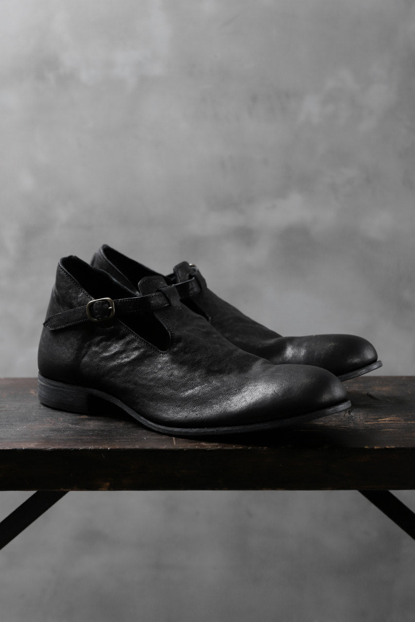 Portaille "one make" Strap Shoes (Heat Shrink Horse Leather / BLACK)