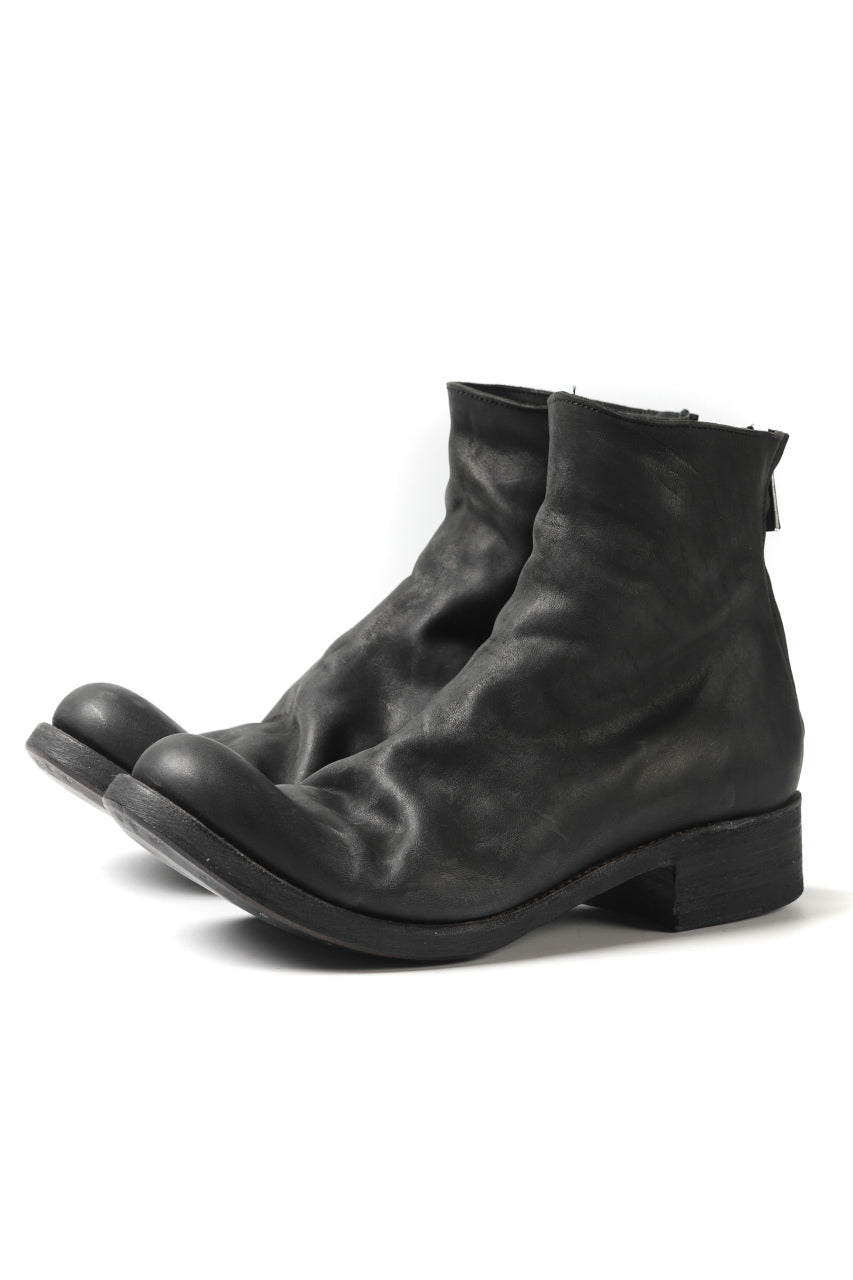 EVARIST BERTRAN  EB7 One Piece Leather Back Zip Middle Boots / Washed Culatta (BLACK)