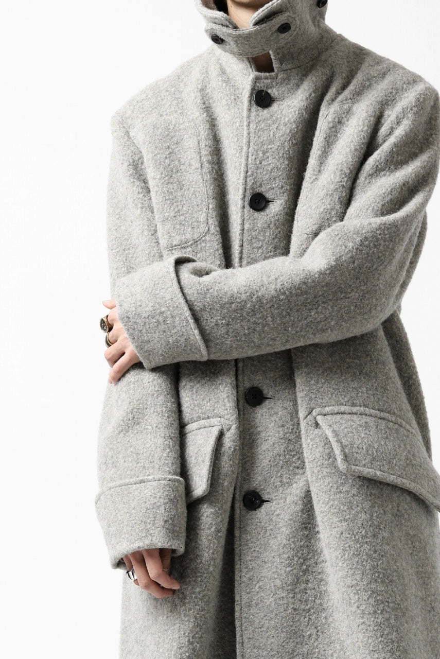 画像をギャラリービューアに読み込む, sus-sous foot guards great coat / W100 Harris melton raised washer (TOP GREY BEIGE)
