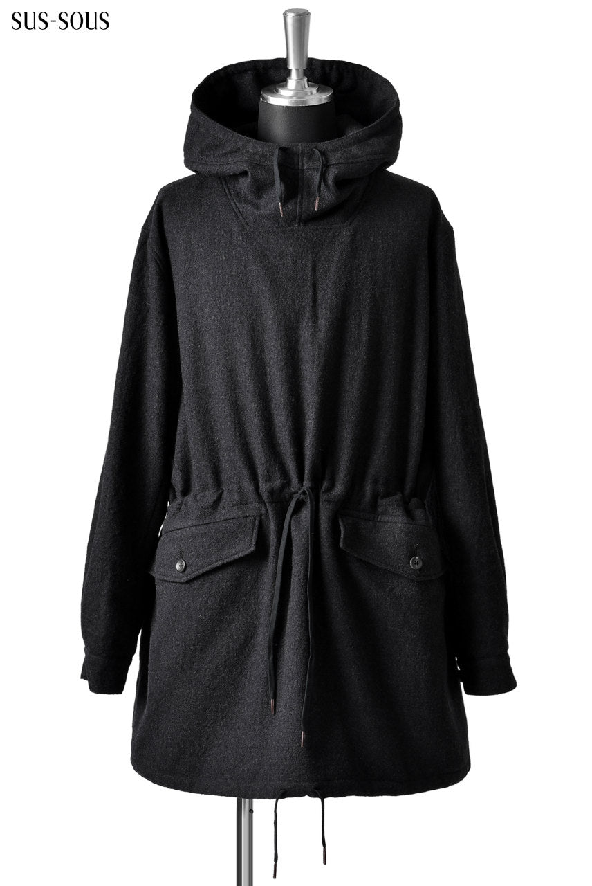 Load image into Gallery viewer, sus-sous anorak middle coat / sharkskin wool (DEEP NAVY)