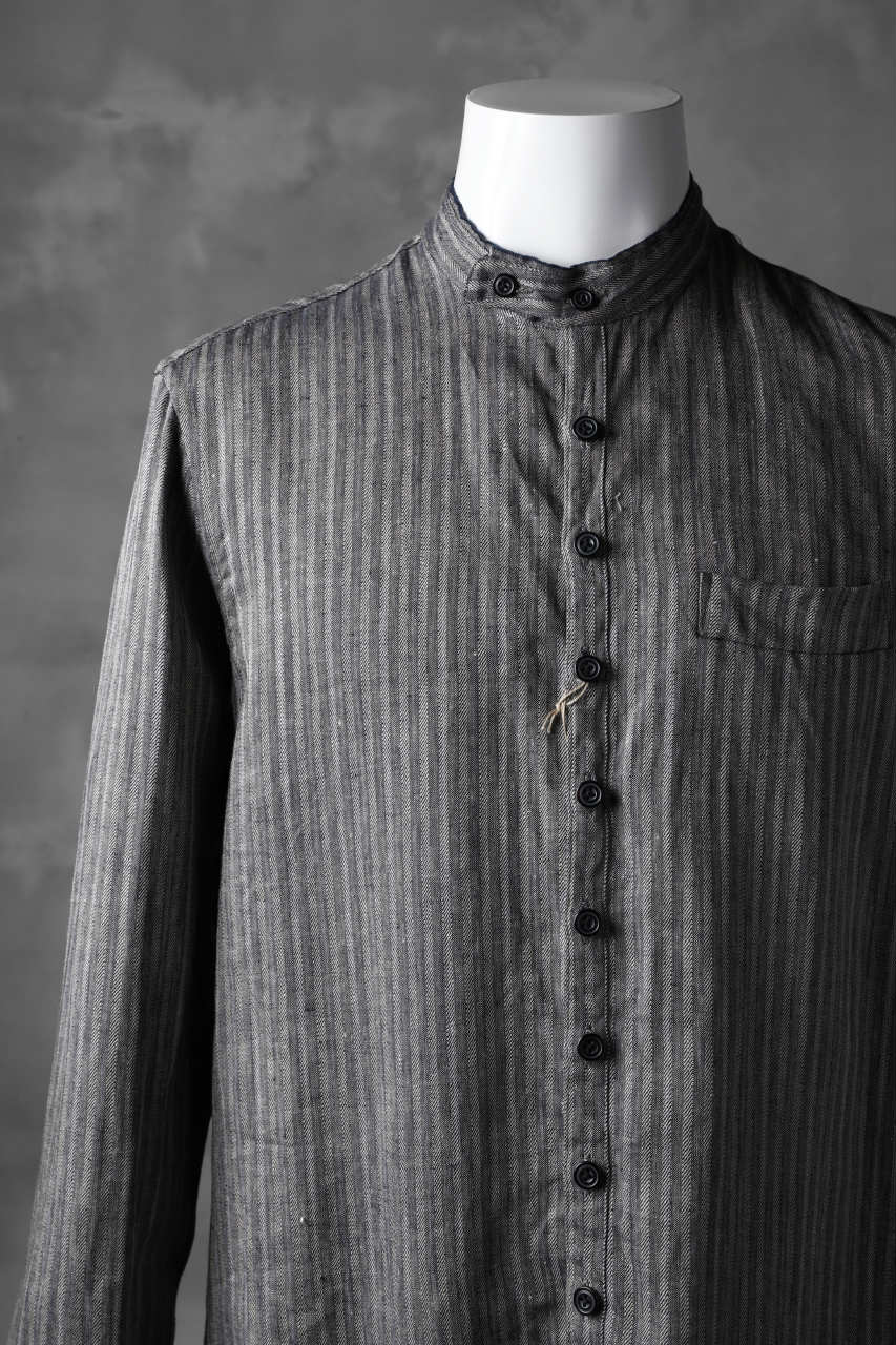 Load image into Gallery viewer, KLASICA STRIPED HERRINGBONE LINEN SHIRT / GARMENT WASHED (NAVY)