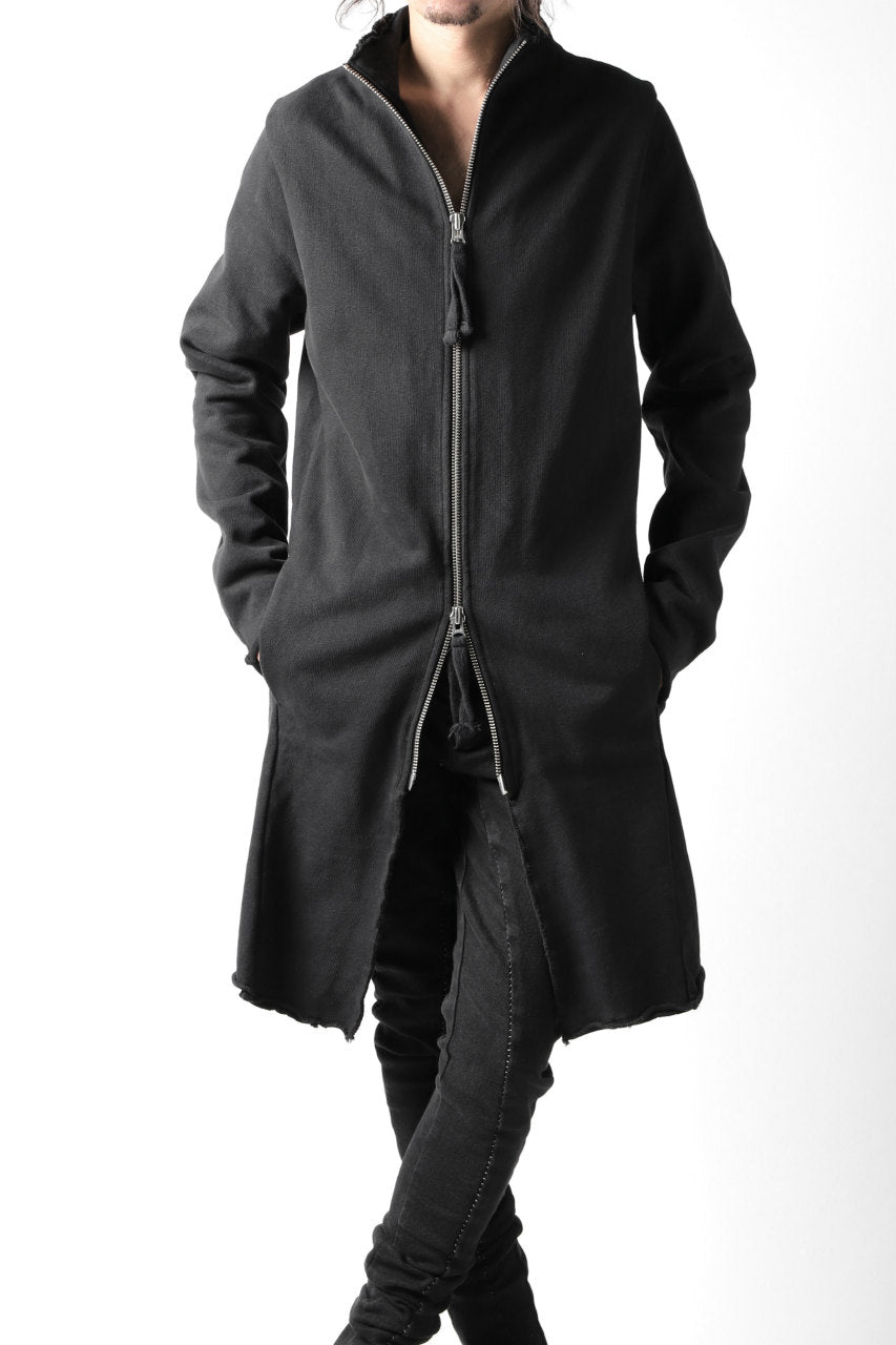 画像をギャラリービューアに読み込む, thomkrom STAND NECK ZIP COAT / HEAVY JERSEY (BLACK)