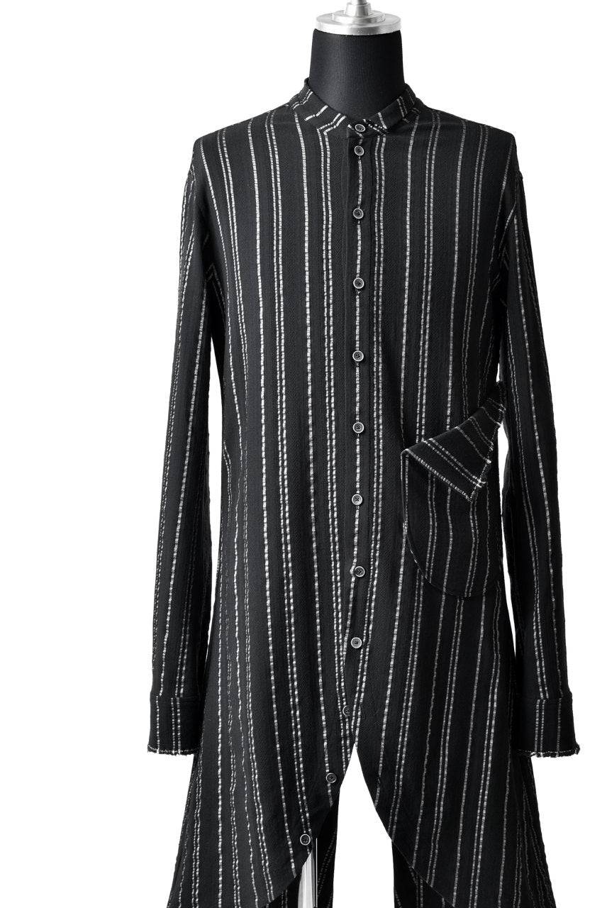 画像をギャラリービューアに読み込む, SOSNOVSKA LONG STRIPED SHIRT (BLACK×SILVER STRIPE)