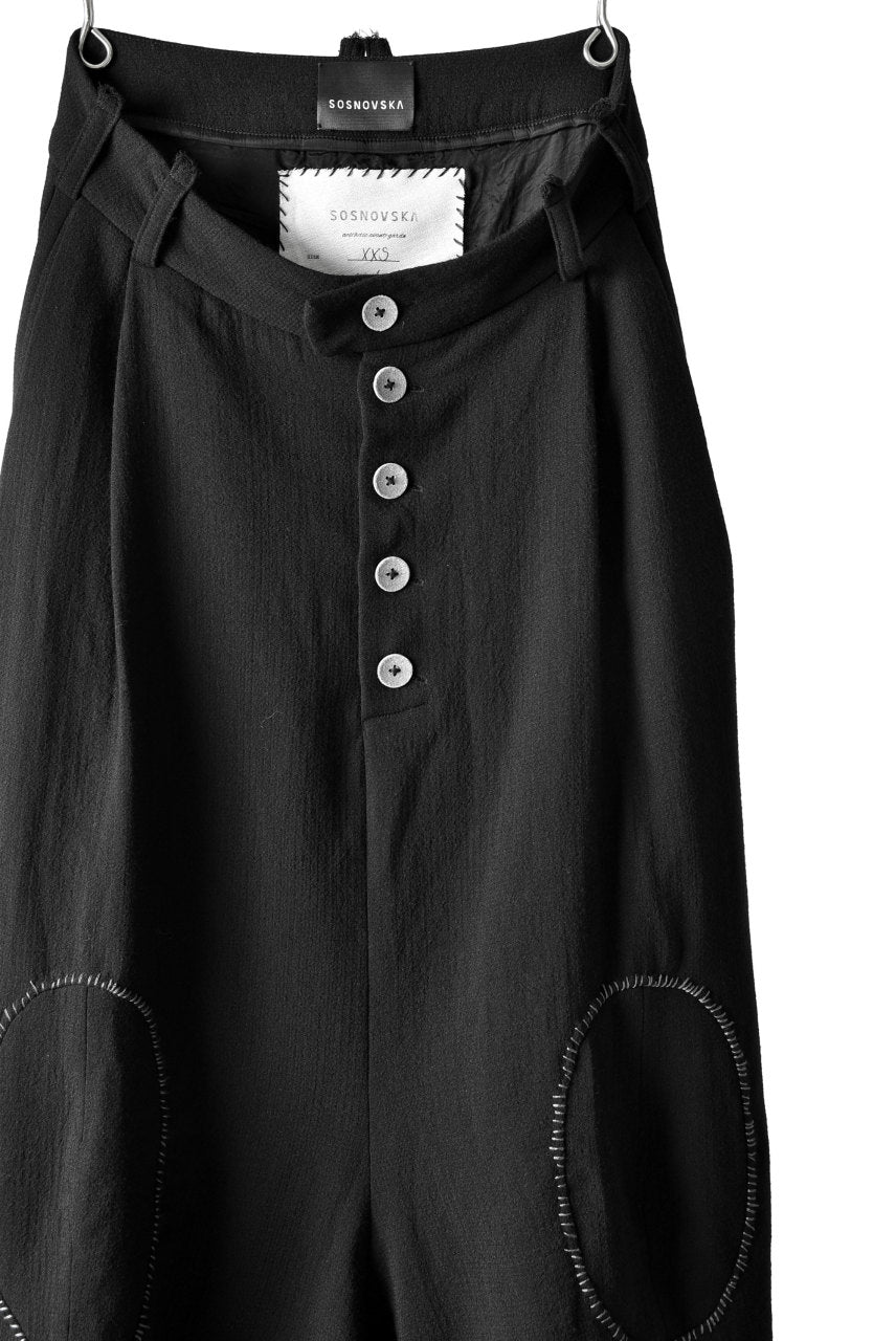 画像をギャラリービューアに読み込む, SOSNOVSKA exclusive KNEE STITCHED PANTS (BLACK)