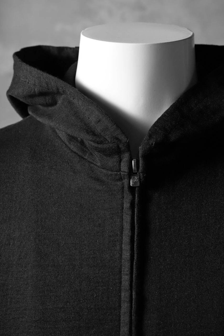 Load image into Gallery viewer, blackcrow set-in hoodie zip parka / cotton&ramie jersey (black)
