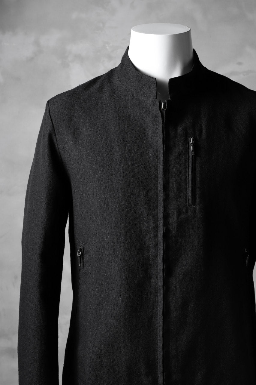 Load image into Gallery viewer, blackcrow riders zip jacket / linen&nylon woven (black)