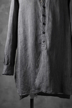 画像をギャラリービューアに読み込む, KLASICA STRIPED HERRINGBONE LINEN SHIRT / GARMENT WASHED (NAVY)