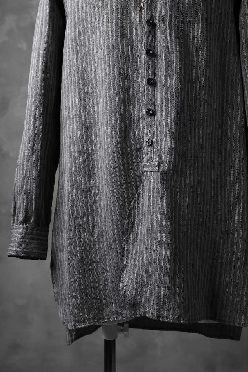Load image into Gallery viewer, KLASICA STRIPED HERRINGBONE LINEN SHIRT / GARMENT WASHED (NAVY)
