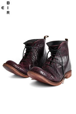 ierib whole cut rounded lace-up boots / waxy JP culatta (RED PURPLE)