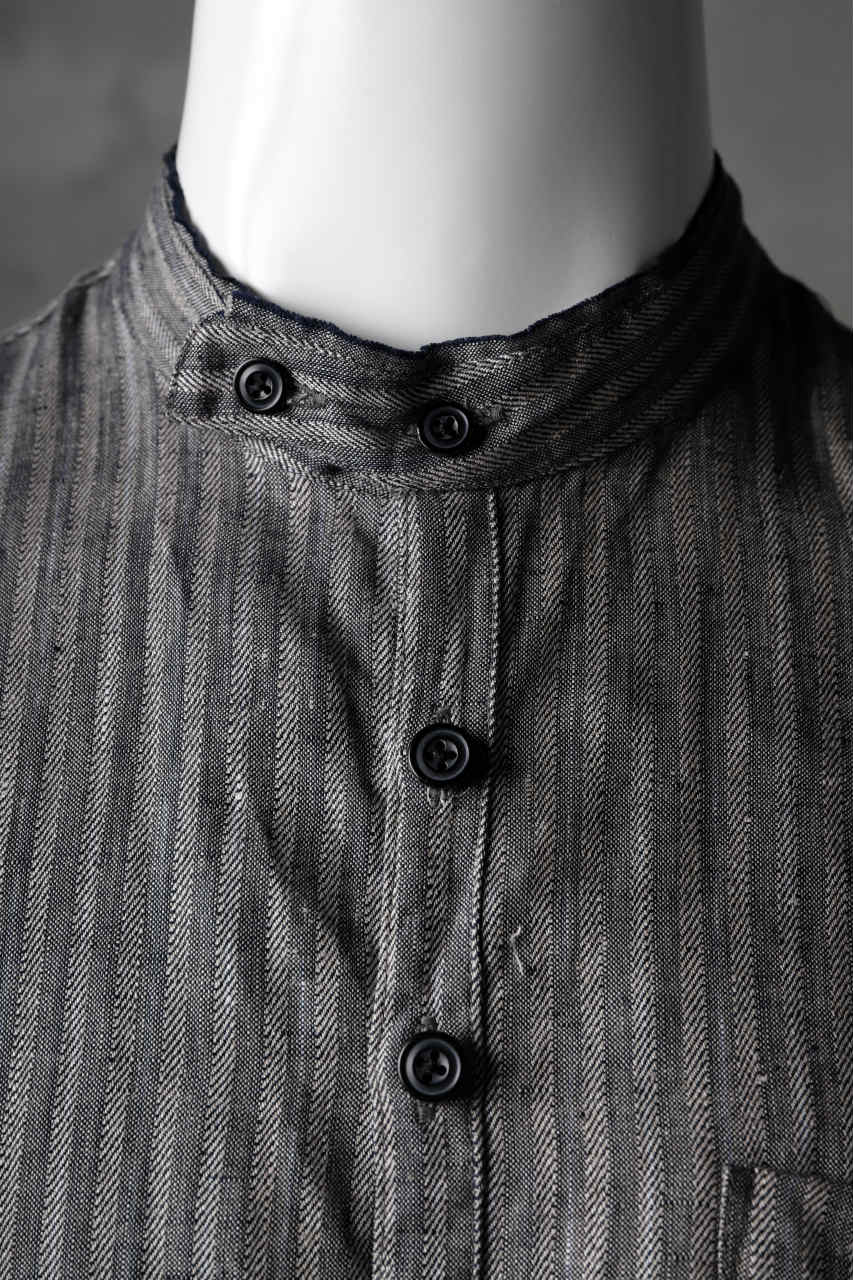Load image into Gallery viewer, KLASICA STRIPED HERRINGBONE LINEN SHIRT / GARMENT WASHED (NAVY)