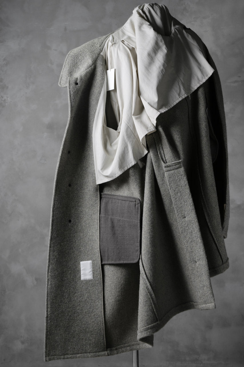 画像をギャラリービューアに読み込む, sus-sous foot guards great coat / W100 Harris melton raised washer (TOP GREY BEIGE)