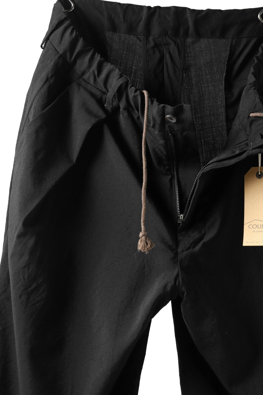 画像をギャラリービューアに読み込む, COLINA W-TUCK PANTS / WASHABLE WOOL TROPICAL (BLACK)