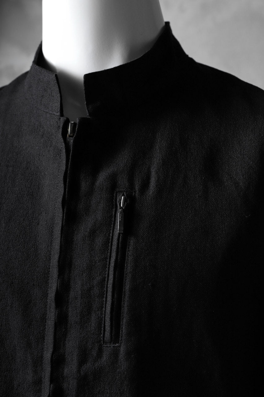 Load image into Gallery viewer, blackcrow riders zip jacket / linen&nylon woven (black)