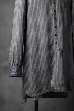 画像をギャラリービューアに読み込む, KLASICA STRIPED HERRINGBONE LINEN SHIRT / GARMENT WASHED (NAVY)