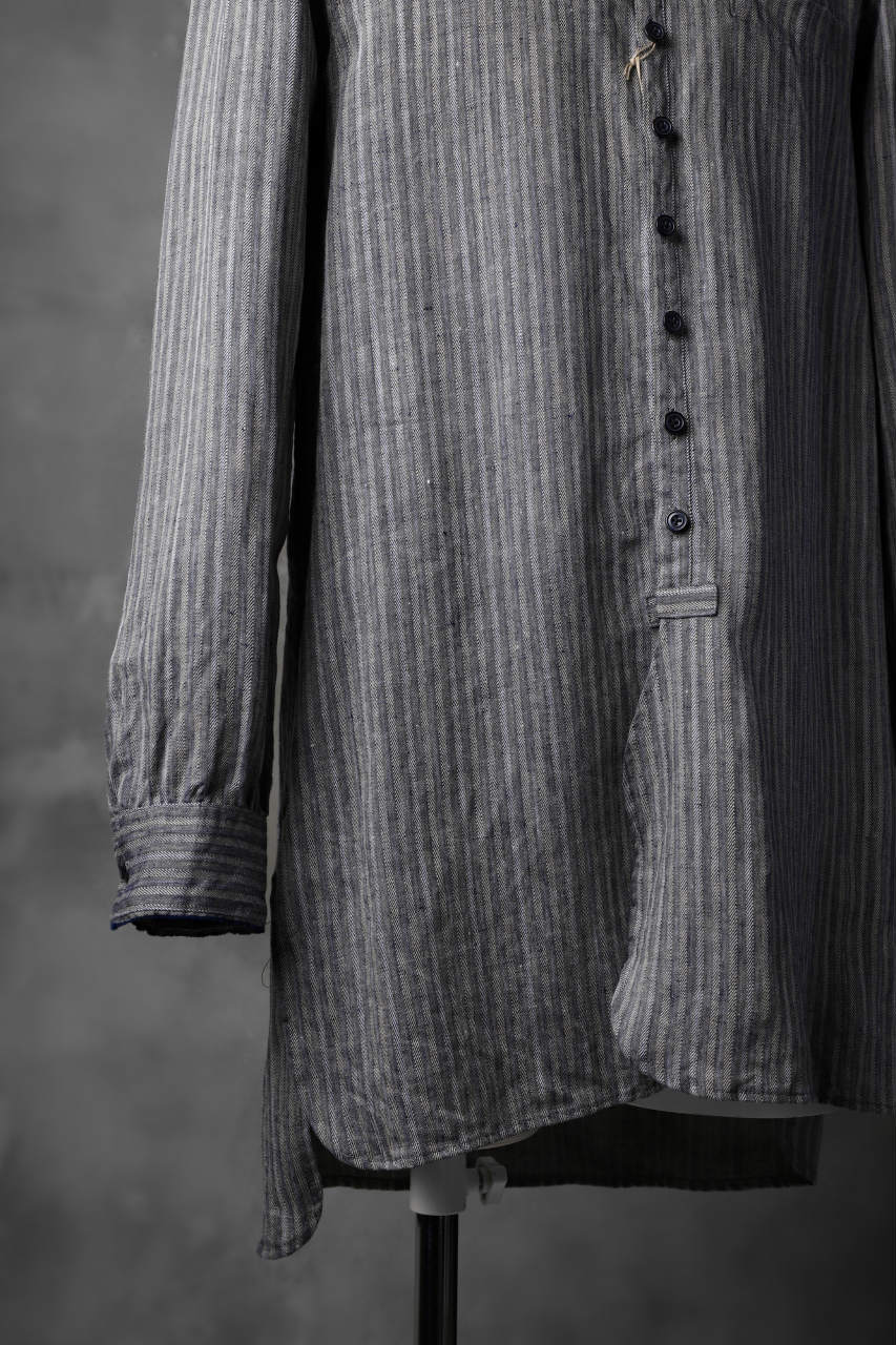 Load image into Gallery viewer, KLASICA STRIPED HERRINGBONE LINEN SHIRT / GARMENT WASHED (NAVY)