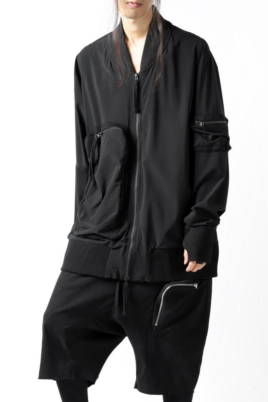 画像をギャラリービューアに読み込む, thomkrom RADICAL ZIP-POC TECH BOMBER JACKET (BLACK)