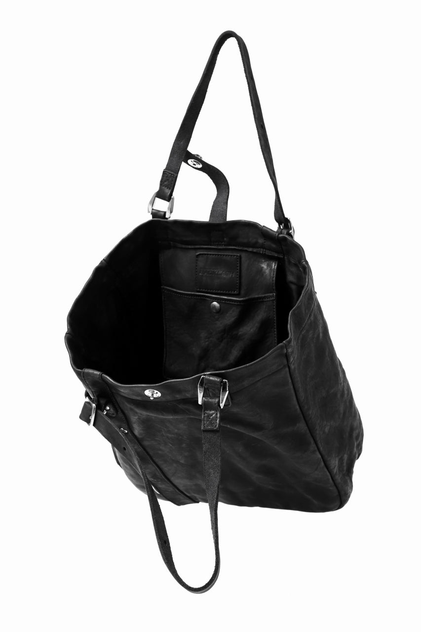 Load image into Gallery viewer, ISAMU KATAYAMA BACKLASH TOTE BAG / DOUBLE SHOULDER OBJECT DYED (BLACK) ※