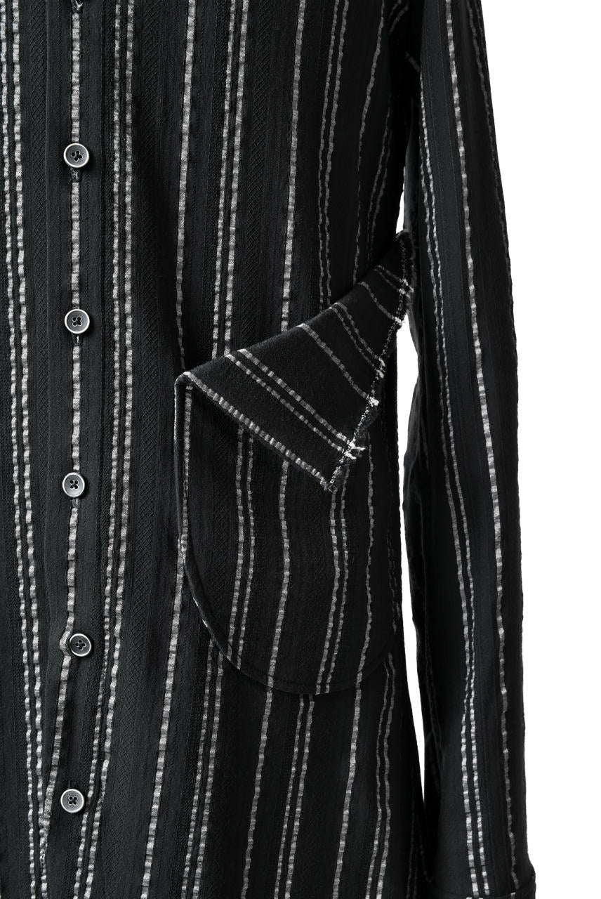 画像をギャラリービューアに読み込む, SOSNOVSKA LONG STRIPED SHIRT (BLACK×SILVER STRIPE)