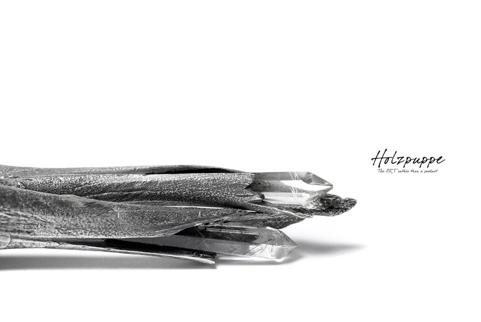 Load image into Gallery viewer, Holzpuppe exclusive Femur Bone Pendants with Green Tourmalinated Quartz