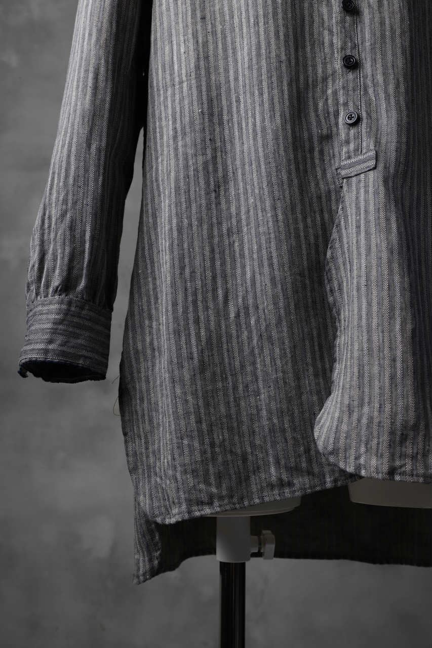 Load image into Gallery viewer, KLASICA STRIPED HERRINGBONE LINEN SHIRT / GARMENT WASHED (NAVY)