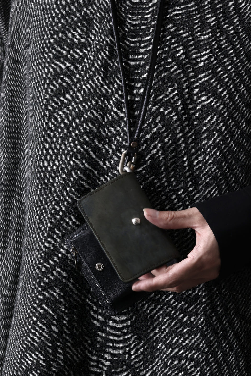 画像をギャラリービューアに読み込む, ierib smart folding neck wallet / Marble Cordovan (BLACK-B)