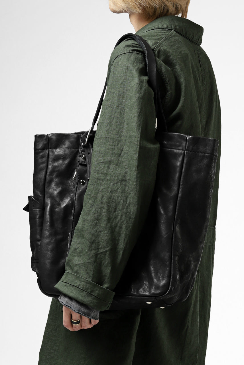画像をギャラリービューアに読み込む, ISAMU KATAYAMA BACKLASH TOTE BAG / DOUBLE SHOULDER OBJECT DYED (BLACK)