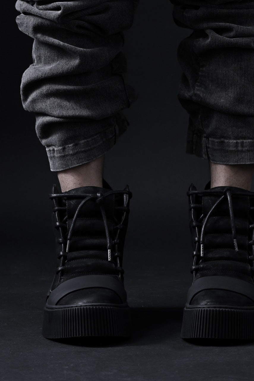 画像をギャラリービューアに読み込む, BORIS BIDJAN SABERI HORSE LEATHER MID CUT SNEAKER / WASHED AND HAND TREATED "BAMBA1.1" (BLACK)