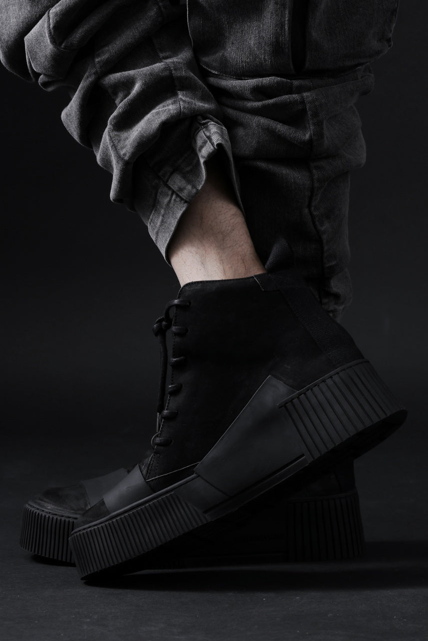 画像をギャラリービューアに読み込む, BORIS BIDJAN SABERI HORSE LEATHER MID CUT SNEAKER / WASHED AND HAND TREATED "BAMBA1.1" (BLACK)