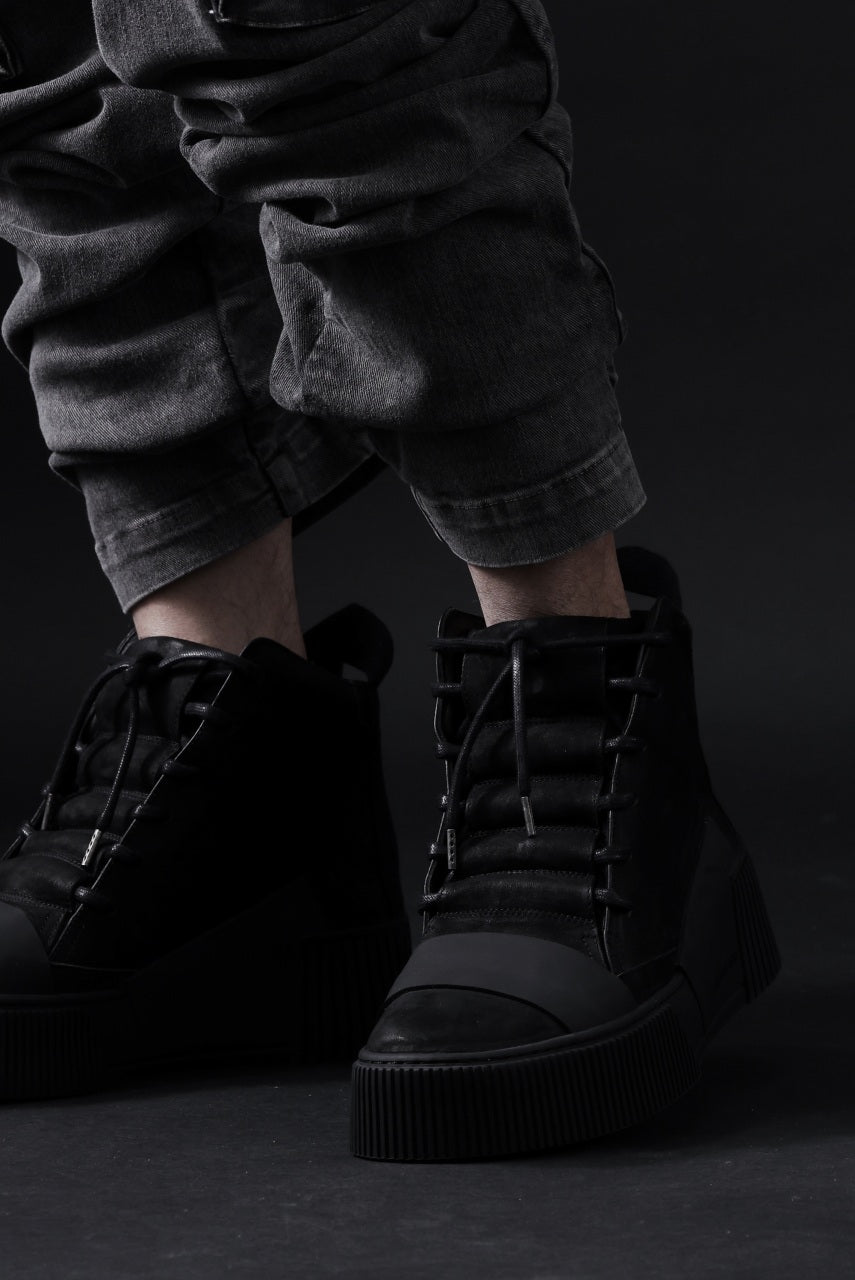 画像をギャラリービューアに読み込む, BORIS BIDJAN SABERI HORSE LEATHER MID CUT SNEAKER / WASHED AND HAND TREATED "BAMBA1.1" (BLACK)