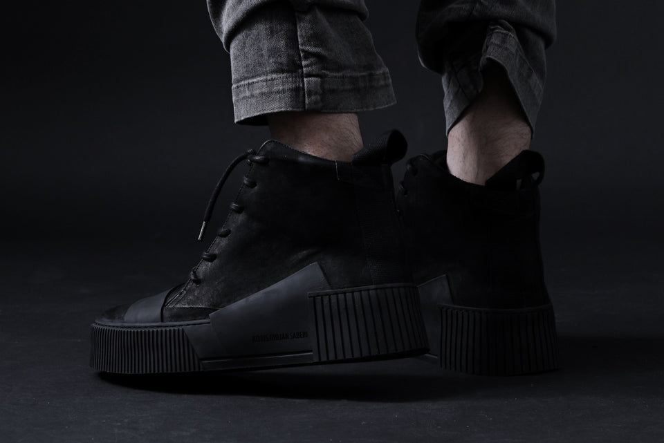 画像をギャラリービューアに読み込む, BORIS BIDJAN SABERI HORSE LEATHER MID CUT SNEAKER / WASHED AND HAND TREATED "BAMBA1.1" (BLACK)