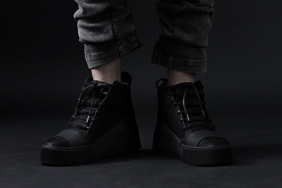 画像をギャラリービューアに読み込む, BORIS BIDJAN SABERI HORSE LEATHER MID CUT SNEAKER / WASHED AND HAND TREATED "BAMBA1.1" (BLACK)