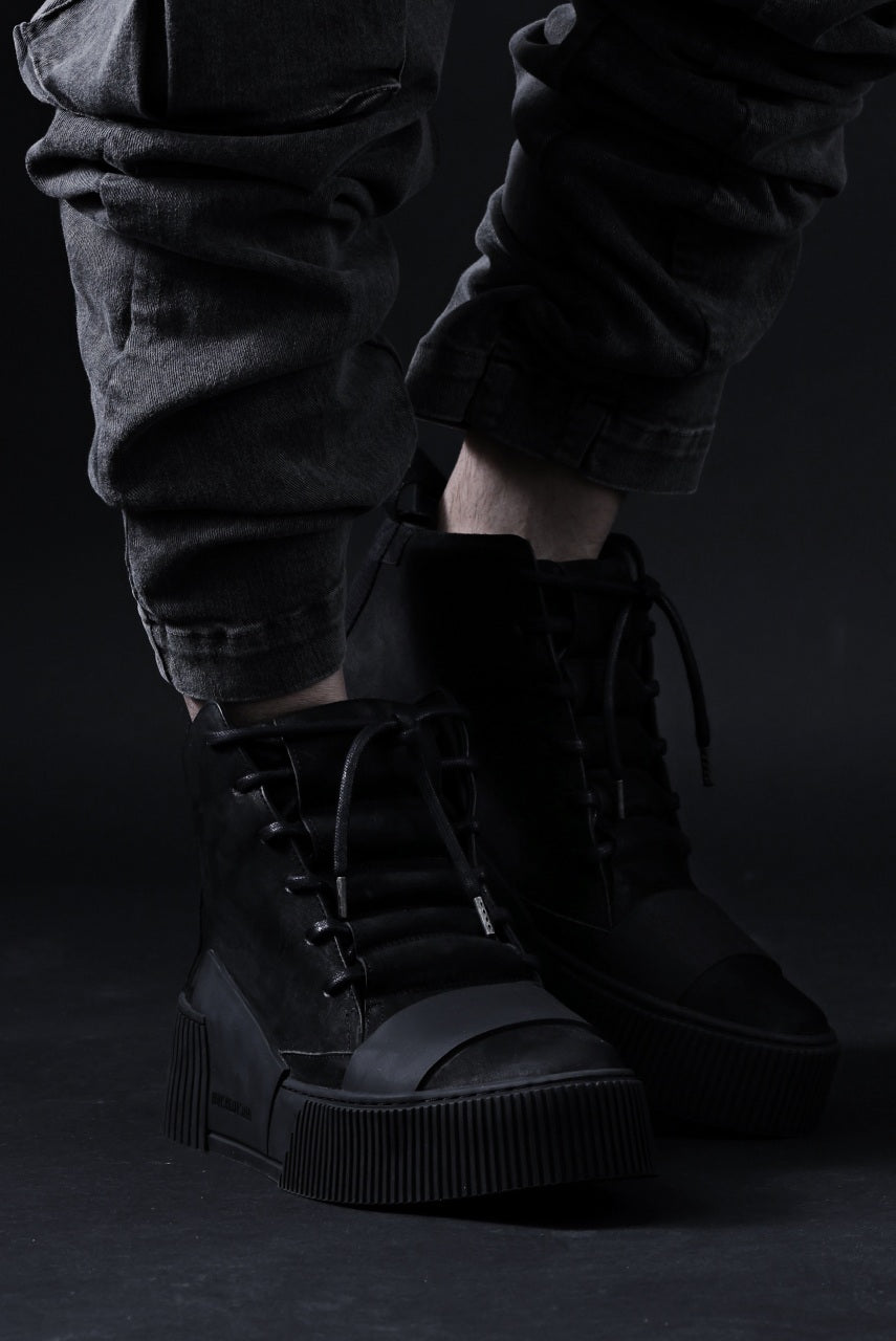 画像をギャラリービューアに読み込む, BORIS BIDJAN SABERI HORSE LEATHER MID CUT SNEAKER / WASHED AND HAND TREATED "BAMBA1.1" (BLACK)