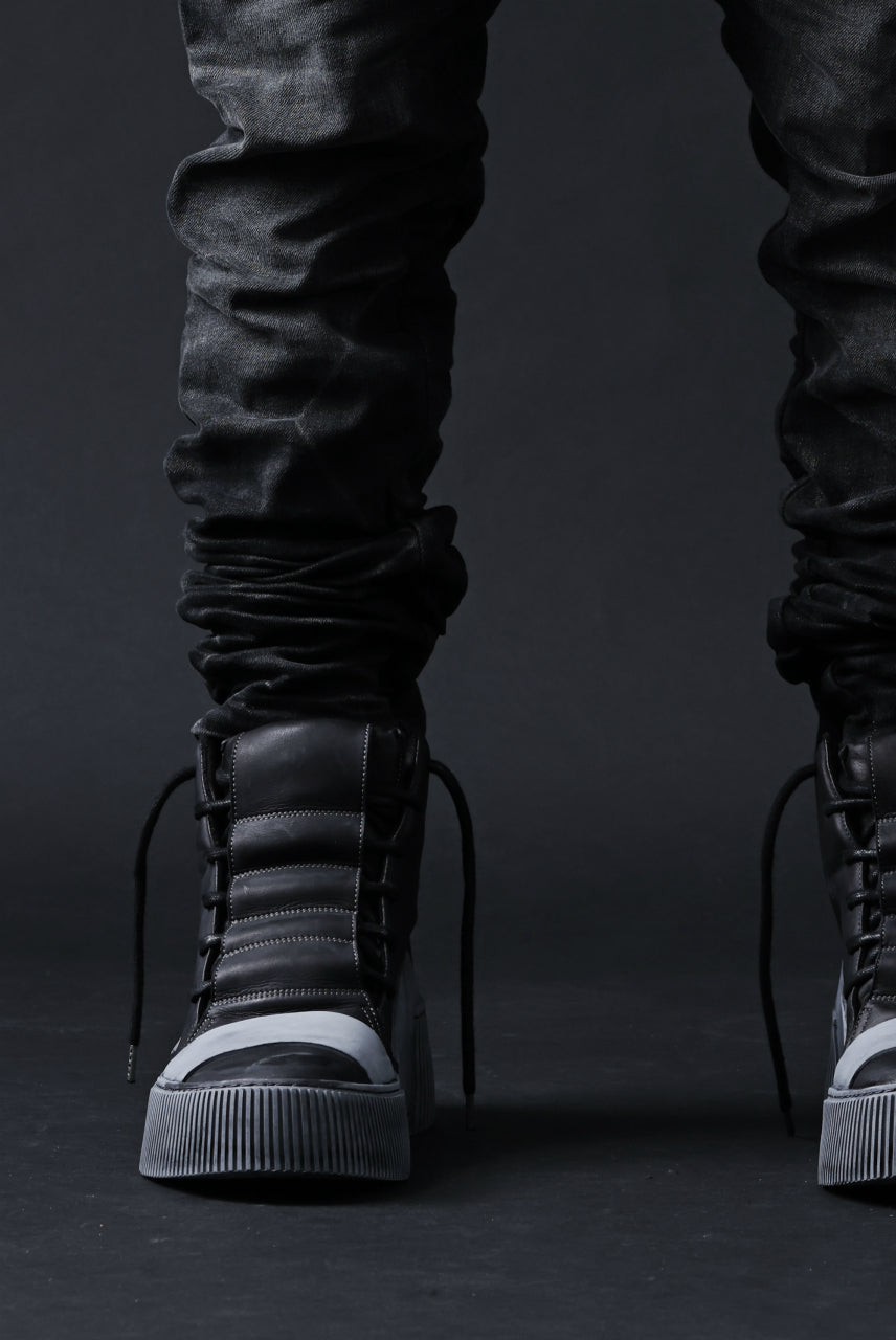 画像をギャラリービューアに読み込む, BORIS BIDJAN SABERI COW LEATHER MID CUT SNEAKER / OBJECT DYED & HAND TREATED "BAMBA1.1" (BLACK)