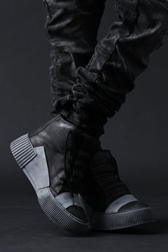画像をギャラリービューアに読み込む, BORIS BIDJAN SABERI COW LEATHER MID CUT SNEAKER / OBJECT DYED & HAND TREATED "BAMBA1.1" (BLACK)