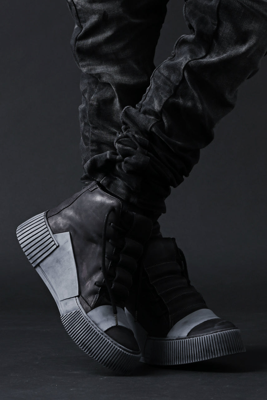 画像をギャラリービューアに読み込む, BORIS BIDJAN SABERI COW LEATHER MID CUT SNEAKER / OBJECT DYED & HAND TREATED "BAMBA1.1" (BLACK)