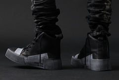 画像をギャラリービューアに読み込む, BORIS BIDJAN SABERI COW LEATHER MID CUT SNEAKER / OBJECT DYED & HAND TREATED "BAMBA1.1" (BLACK)
