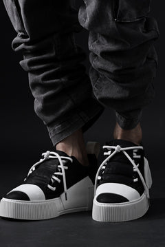 画像をギャラリービューアに読み込む, BORIS BIDJAN SABERI HORSE LEATHER LOW CUT SNEAKER / WASHED AND HAND TREATED &quot;BAMBA2.1&quot; (BLACK x LIGHT GREY)