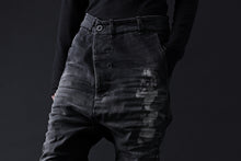 画像をギャラリービューアに読み込む, BORIS BIDJAN SABERI DROP CROTCH SLIM PANTS / STONE WASHED &amp; USED EFFECT &amp; BODY MOLDED &quot;P23-F1603K&quot; (BLACK DENIM)