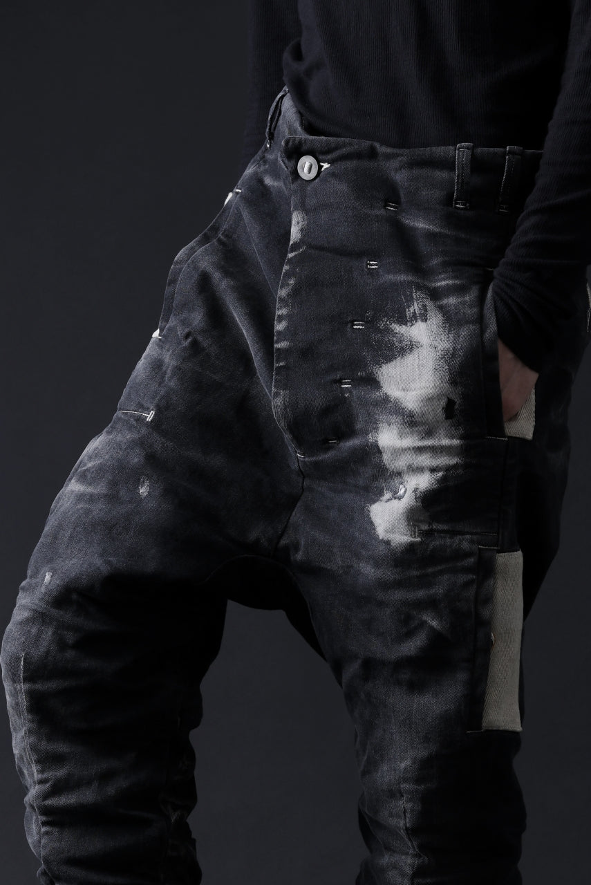 画像をギャラリービューアに読み込む, BORIS BIDJAN SABERI DROP CROTCH PANTS / STONE WASHED & USED EFFECT & BODY MOLDED "P24-F1603K" (BLACK DENIM)