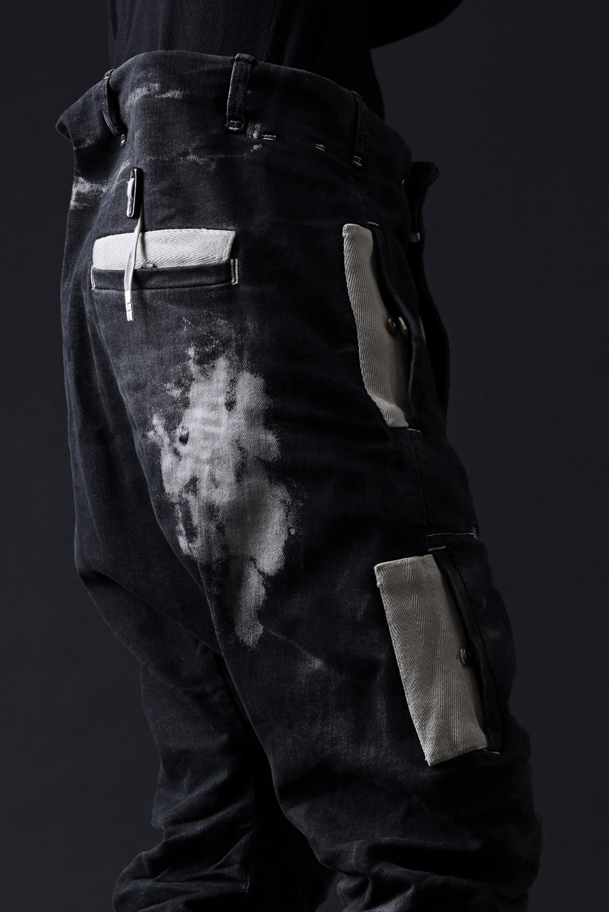 画像をギャラリービューアに読み込む, BORIS BIDJAN SABERI DROP CROTCH PANTS / STONE WASHED & USED EFFECT & BODY MOLDED "P24-F1603K" (BLACK DENIM)