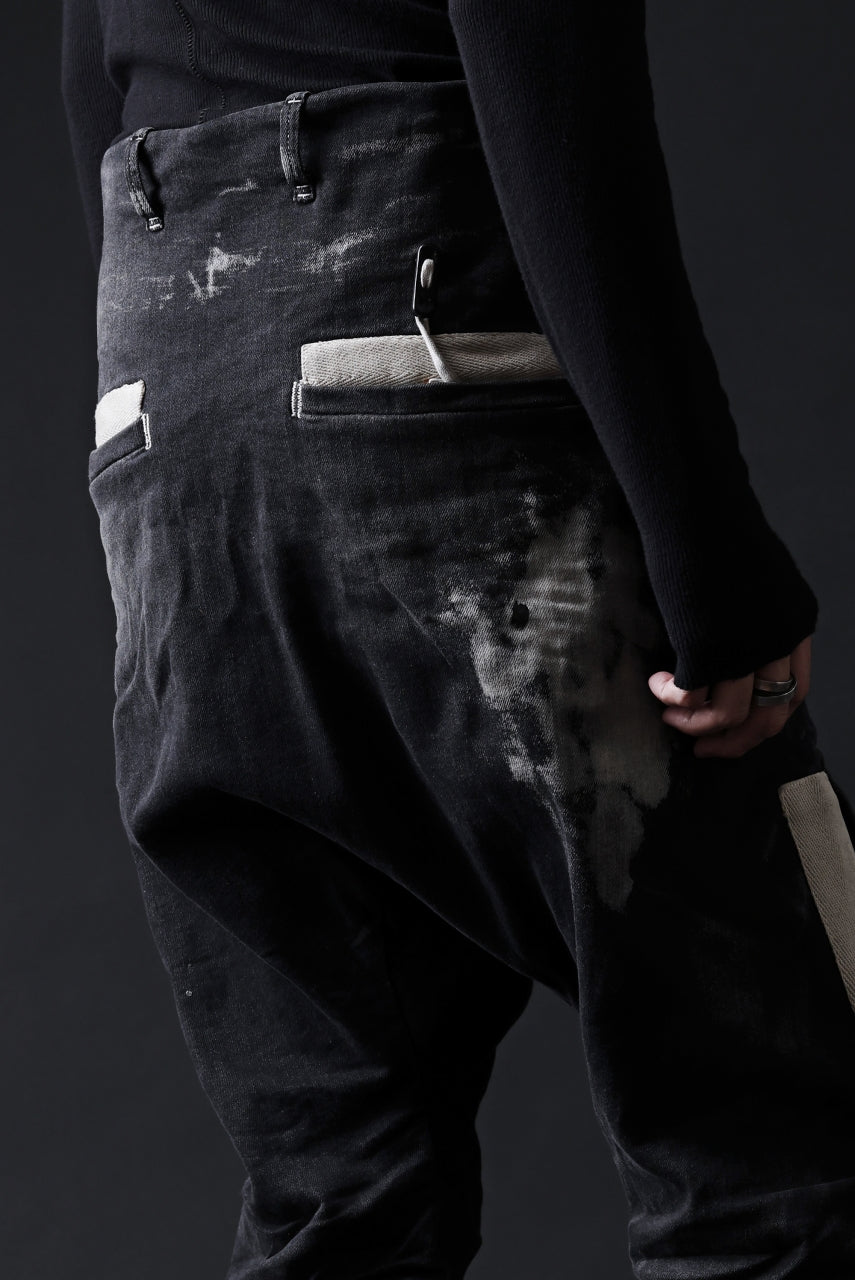 画像をギャラリービューアに読み込む, BORIS BIDJAN SABERI DROP CROTCH PANTS / STONE WASHED & USED EFFECT & BODY MOLDED "P24-F1603K" (BLACK DENIM)