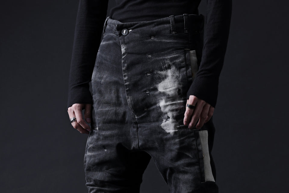 画像をギャラリービューアに読み込む, BORIS BIDJAN SABERI DROP CROTCH PANTS / STONE WASHED & USED EFFECT & BODY MOLDED "P24-F1603K" (BLACK DENIM)
